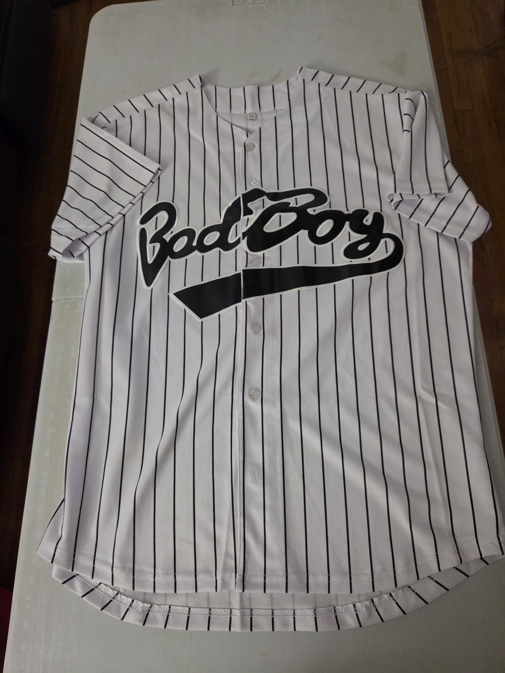 Bad Boy Bigie White Pinstripe Baseball Jersey